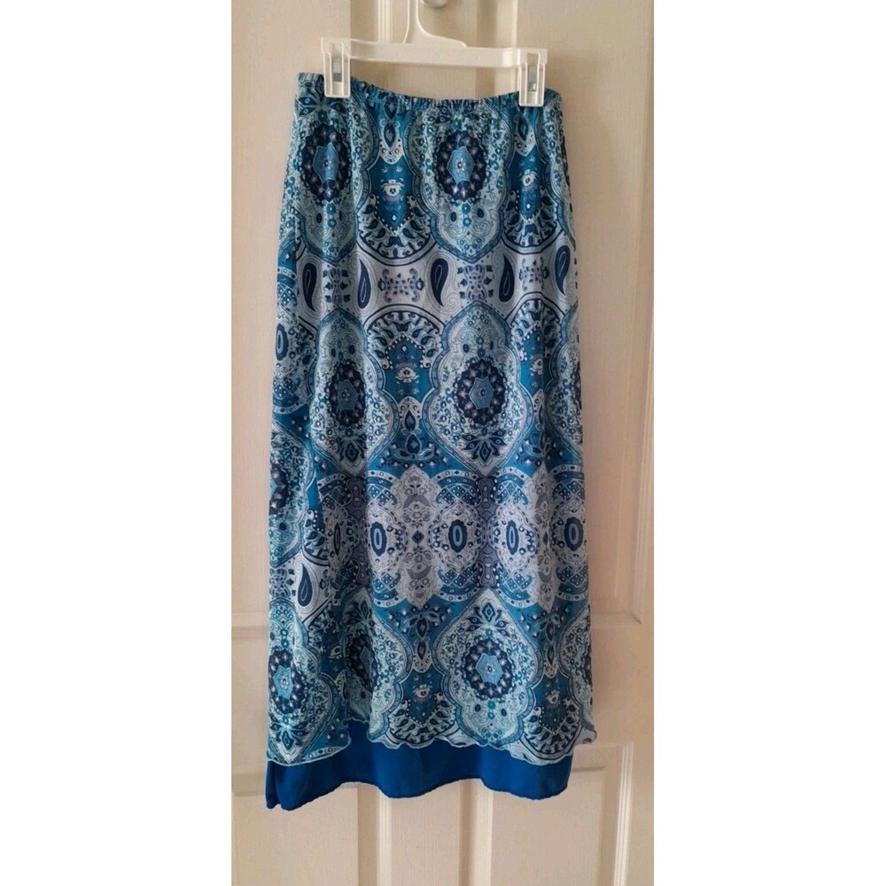 Vintage 1849 Emporium Blue Ankle Length Silver Glitter Skirt. Waist 24.b14